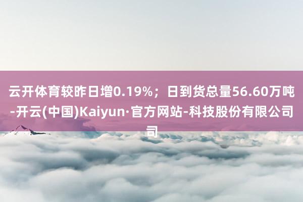 云开体育较昨日增0.19%;日到货总量56.60万吨-开云(中国)Kaiyun·官方网站-科技股份有限公司