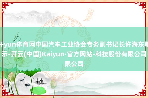 开yun体育网中国汽车工业协会专务副书记长许海东默示-开云(中国)Kaiyun·官方网站-科技股份有限公司